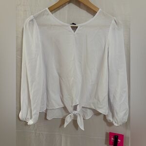 by & by White Tie-Front Blouse